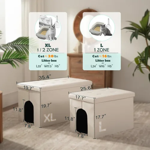 Miniatura 6 de MEEXPAWS Caja de arena para gatos, mueble oculto, banco de baño para gatos, grande de 25.6 x 17.7 x 17.7 pulgadas, a prueba de perros, impermeable