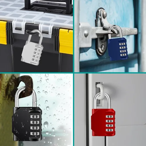 Miniatura 5 de ZHEGE - Candado con combinación de 4 dígitos, candado resistente a la intemperie para exteriores, casillero de gimnasio, puerta de valla de jardín