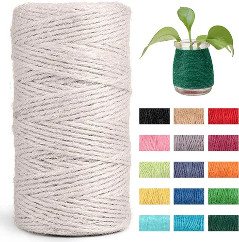 Miniatura 21 de JeogYong Cuerda de yute de 0.079 pulgadas, 328 pies de grosor, cuerda de yute natural de 3 capas para manualidades, envoltura de regalos, embalaje