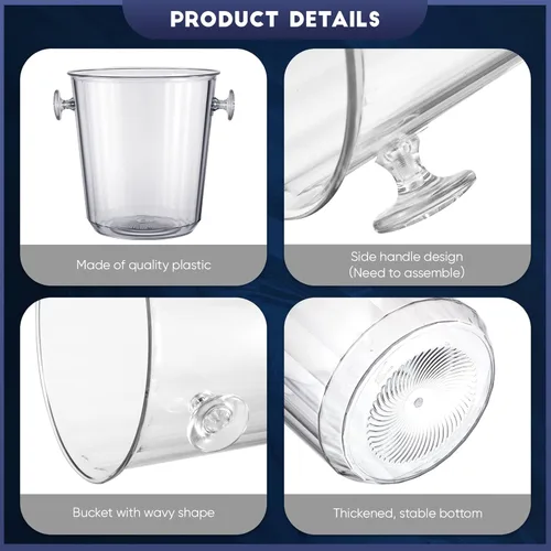 Miniatura 3 de Irenare Cubos de hielo acrílicos para fiestas, cubo de vino transparente de 3.5 L con cuchara y pinzas de plástico, kits de cubos enfriadores