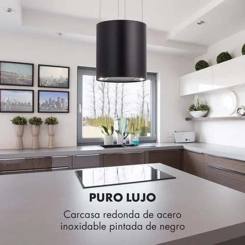 Miniatura 5 de Klarstein Campana extractora de isla colgante, ventilador extractor para islas de cocina, flujo de aire de 558 m³/h, temporizador, ventilador