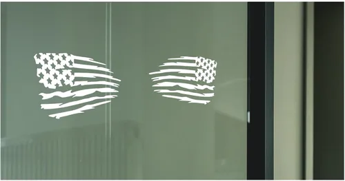 Miniatura 4 de Calcomanías de vinilo con diseño de bandera estadounidense hecha jirones espejadas para automóvil, camión, SUV, motocicleta, pared, ventana, blanco