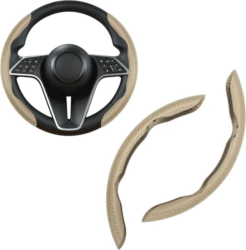 Funda para volante de fibra de carbono, juego de 2 piezas antideslizante con agarre cómodo, diseño de mariposa segmentada, fácil instalación a