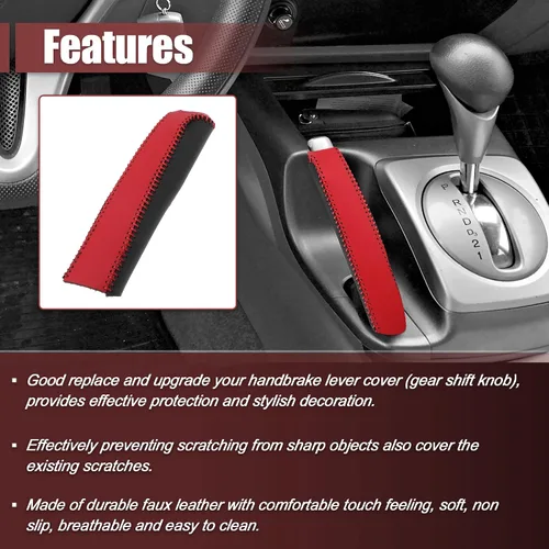 Miniatura 6 de X AUTOHAUX Funda de freno de mano para Honda Civic 2006-2011 funda de freno de mano de cuero sintético para Honda Civic Protector Interior Trim