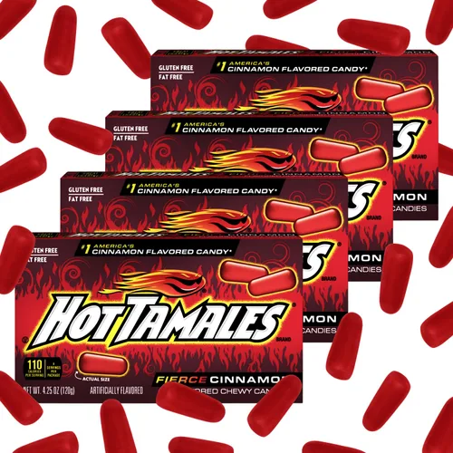 Miniatura 3 de Hot Tamales - Caramelos feroces de canela, paquete de 4, 4.25 onzas cada uno, ideal para los amantes de los dulces y fanáticos de los tamales