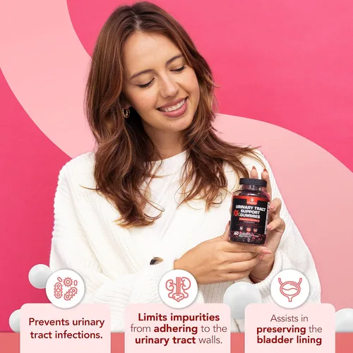 Miniatura 4 de Potentes gomitas de arándano con D manosa – Salud del tracto urinario para mujeres y hombres, suplementos de apoyo de acción rápida para el enjuague