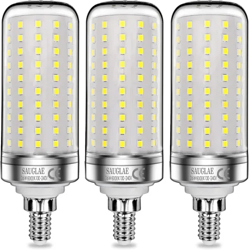 Miniatura 10 de Bombillas LED de 26 W, equivalente a bombillas incandescentes de 200 W, 3000 lm, 3000 K blanco cálido, tornillo Edison pequeño E12, paquete de 3