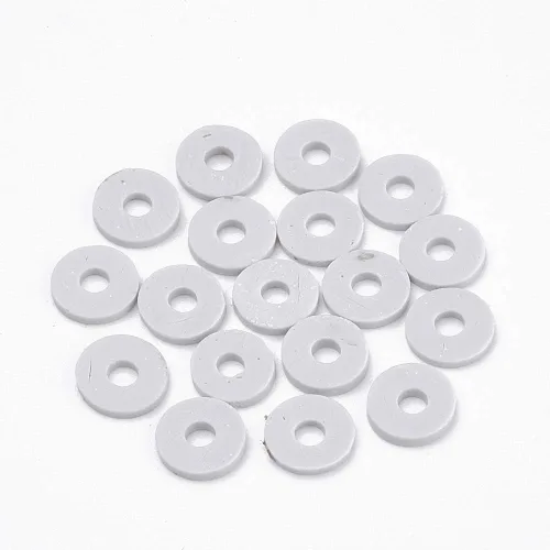 Miniatura 12 de Elecrelive Aproximadamente 380~400 cuentas espaciadoras redondas planas de arcilla polimérica de 0.118 pulgadas (0.118 in) hechas a mano con disco