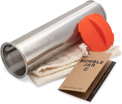 Rumble Jar - Cafetera fría de próxima generación para tarros Mason - El filtro de 200 micrones es ideal para granos gruesos y café más fuerte -