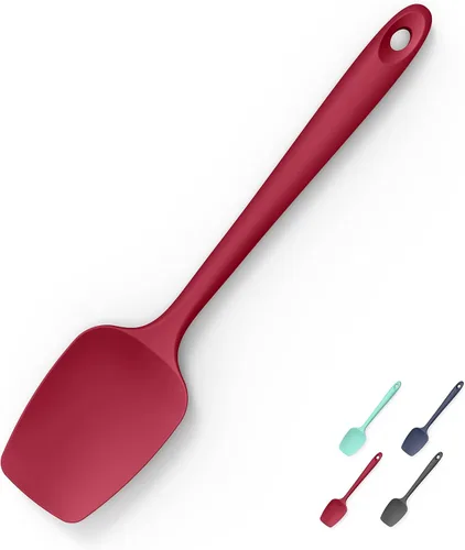Miniatura 20 de Juego de 2 espátulas y cucharas de silicona con raspador: Doosu, espátulas planas de silicona para hornear, resistentes al calor hasta 600°F