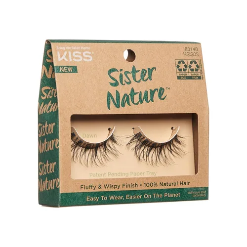 Miniatura 4 de KISS Sister Nature - Pestañas postizas 'Dawn', 0.472 in, cabello 100% natural, caja de papel reciclable, impresa con tinta de soja, libre