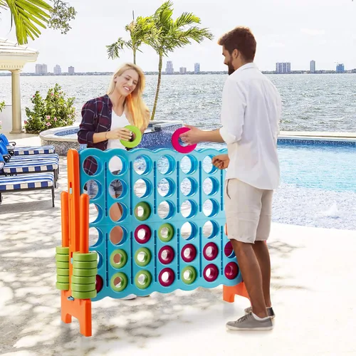 Miniatura 7 de Costzon Giant 4 en una fila, Juego de mesa Jumbo de 4 a puntuación para niños y adultos, juego de conexión de patio interior y exterior, 1.07 m