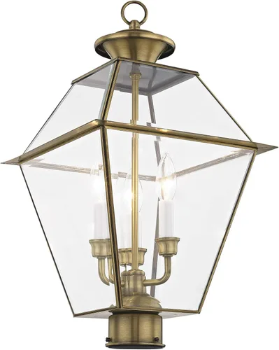 Miniatura 3 de Livex Lighting 2384-91 - Farol transitorio de tres luces post-top de Westover Collection en Pwt, Nckl, B/S, Slvr. acabado, 12.00 pulgadas