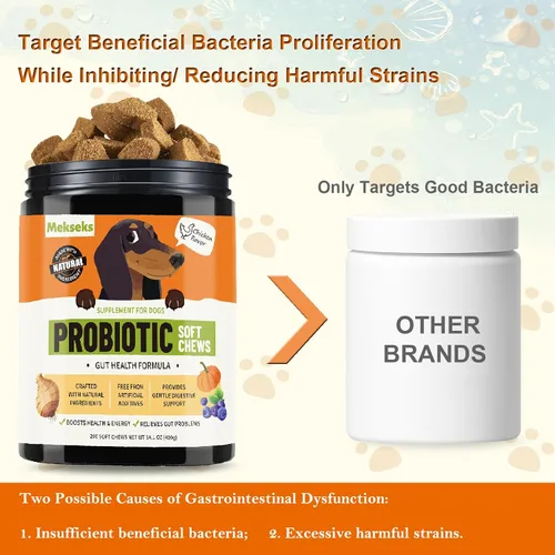 Miniatura 5 de Los probióticos masticables suaves para perros apoyan la salud intestinal, alivio de gases para la diarrea, el equilibrio digestivo de levaduras