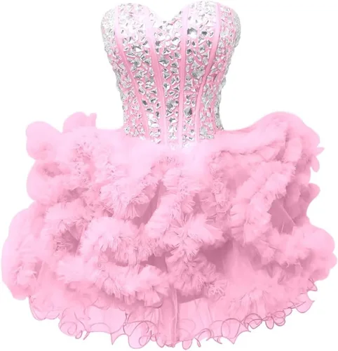 Vestidos de tul para fiesta de exalumnos, vestidos brillantes de quinceañera, vestido de baile corto de cóctel, vestidos de graduación para jóvenes