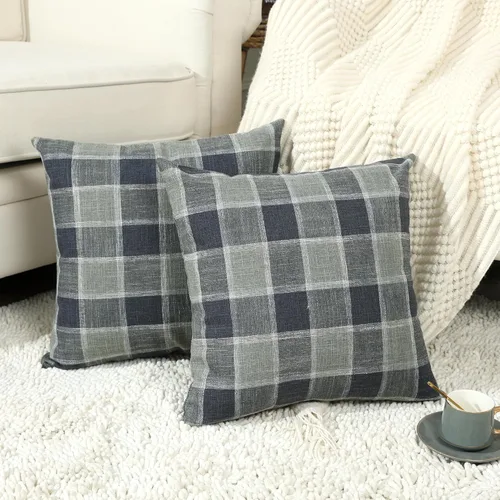 Miniatura 7 de Stellhome Juego de 2 fundas de almohada de lino para sofá, fundas de cojín decorativas sólidas de otoño para decoración del hogar, 16 x 16 pulgadas