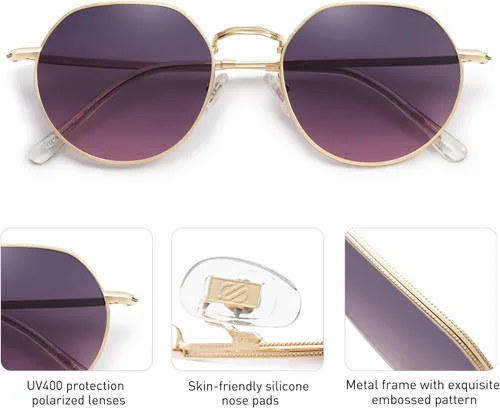 Miniatura 4 de SOJOS Gafas de sol polarizadas redondas de polígono para mujeres y hombres, retro, clásicas, vintage, Panto octogonales, SJ1157