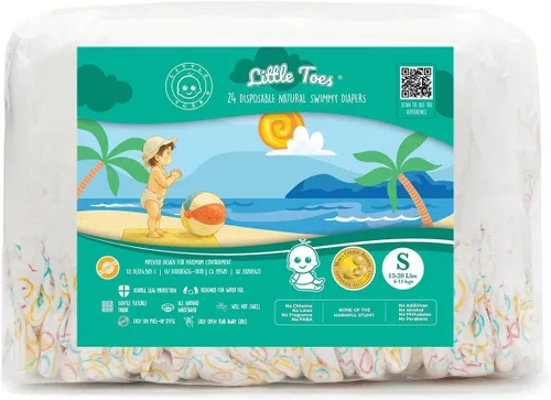 Miniatura 19 de Little Toes - Pañales de natación desechables naturales de alta calidad, talla 5 grande (26+ libras) (24 unidades) Pañales de natación desechables