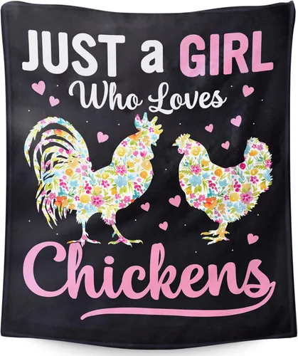 Manta de pollo para regalo, 40 x 30 pulgadas, bonita manta para niñas y mujeres, mantas negras suaves y peludas para regazo y silla