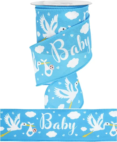 MEEDEE Cinta de arpillera con alambre para bebé niño de 2.5 pulgadas para baby shower, pastel de pañales, regalos de bienvenida a casa, caja de