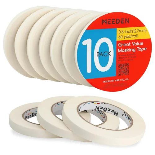 MEEDEN 10 paquetes de cintas blancas para artistas, 0.5 pulgadas con total de 1804.5 pies (1,804.5 ft) de cinta de arte para pintura de artista,