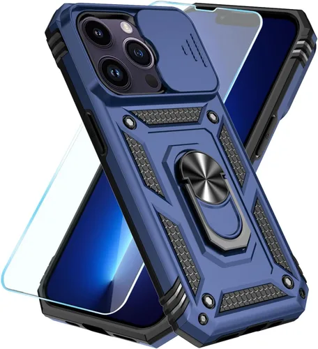 Miniatura 19 de SunStory Funda compatible con iPhone 12 Pro Max con protector de pantalla HD, cubierta de cámara deslizante y soporte de anillo giratorio