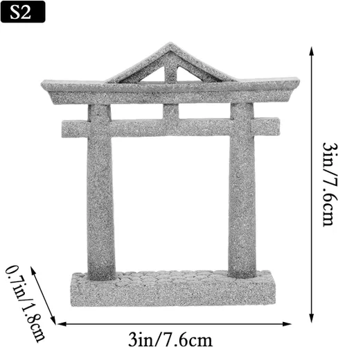 Miniatura 6 de livelyfish Decoraciones japonesas para pecera, decoración asiática de acuario Torii, adorno de puerta de Torii, santuario japonés, pagoda oriental