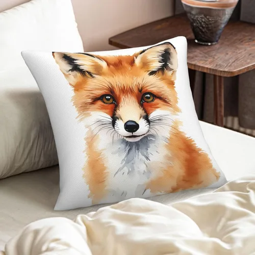 Miniatura 6 de Bay Fox - Fundas de almohada de 18 x 18 pulgadas, fundas de almohada cuadradas de lino de zorro de acuarela para sofá, dormitorio, sala de estar