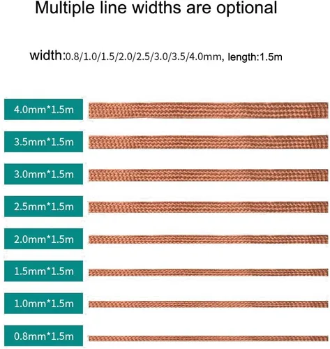 Miniatura 2 de Treedix Trenza de mecha de soldadura con fundente, súper 5 pies de longitud, 0.079 in de ancho, herramienta de eliminación de trenzas de mecha