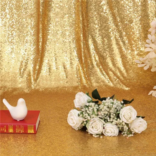 Miniatura 8 de Eternal Beauty - Cortina de lentejuelas para fondo de fotografía de boda Ámbar dorado