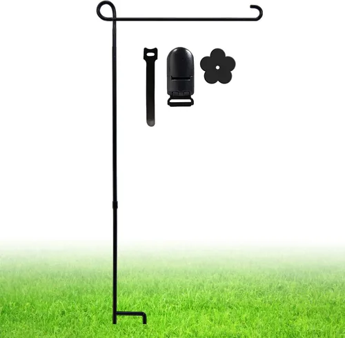 Soporte para bandera de jardín, poste grueso, resistente, recto, soporte para bandera de patio de metal de alta calidad, resistente a la intemperie,