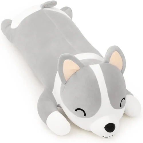 Miniatura 7 de SNOWOLF Almohada de peluche Shiba Inu de 47 pulgadas, juguete de animal de peluche lindo de perro largo, almohada Corgi Akita de peluche suave