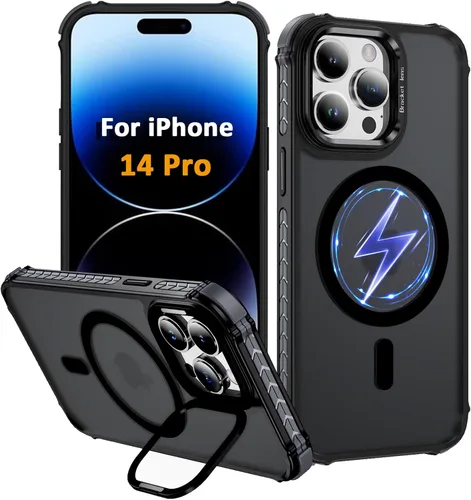 Miniatura 69 de i Phone 13 - Funda para iPhone 14, compatible con carga inalámbrica MagSafe, resistente, a prueba de golpes, soporte ajustable, color rojo mate