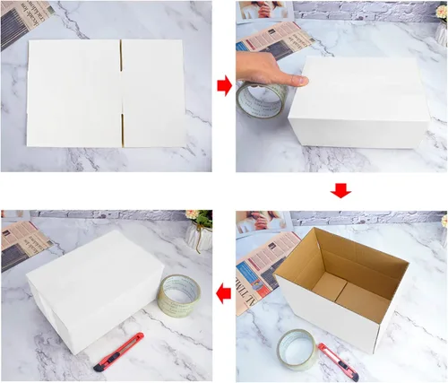 Miniatura 3 de Calenzana Juego de 25 cajas de envío de 9 x 6 x 4, caja de cartón corrugado blanca para embalaje de pequeñas empresas