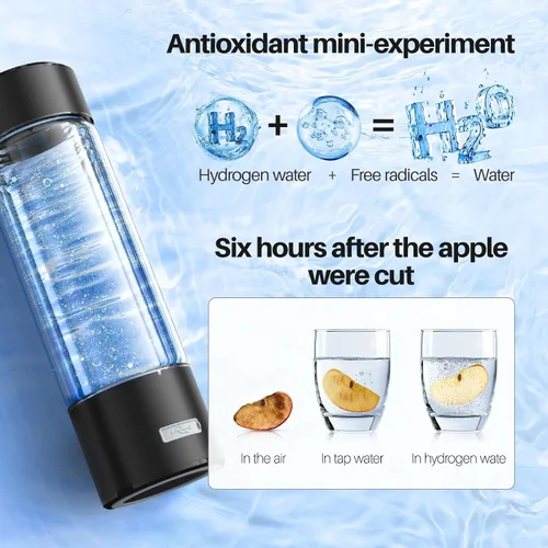 Miniatura 4 de MOVOCA Botella de agua de hidrógeno, generador de agua de hidrógeno rápido de 3 minutos y 2200 PPB -SPE PEM Tech, máquina de agua hidráulica