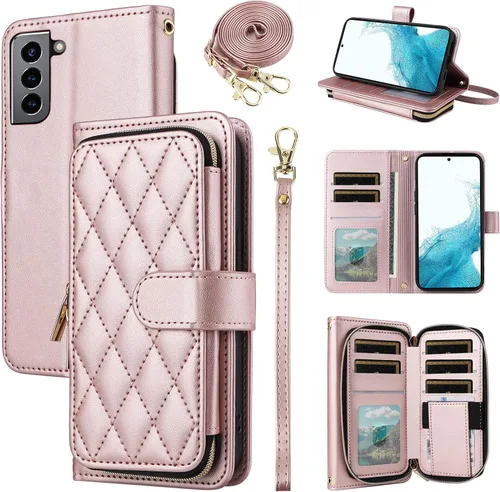 Miniatura 31 de Funda de Cartera para Samsung Galaxy S20 FE 5G de 6.5 Pulgadas con Correa para Muñeca, Billetera con Cremallera y más de 9 Ranuras para Tarjetas