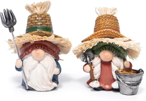 Miniatura 7 de Hodao Figuras de gnomo de cactus, bonitas estatuas de gnomo de resina pintadas a mano para decoración de primavera y verano, hogar y jardín, patio