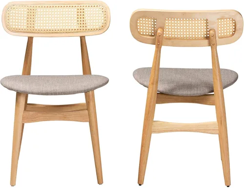 Miniatura 4 de Baxton Studio Tarana - Juego de 2 sillas de comedor, color crema/negro/marrón claro