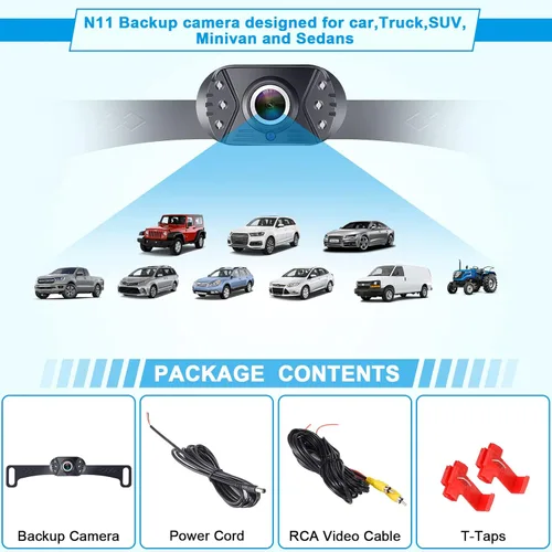 Miniatura 6 de Cámara de respaldo HD 1080P para automóviles, visión nocturna, gran angular de 170°, impermeable, fácil instalación, imagen clara para camiones