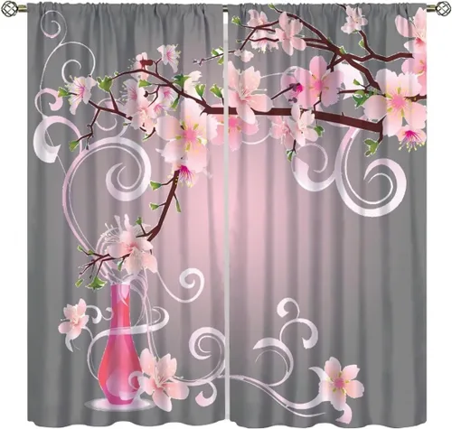 Miniatura 13 de Cortinas semitraslúcidas de hongos, estilo bohemio, plantas místicas, sol, luna, tratamiento de ventana para dormitorio, sala de estar, cocina