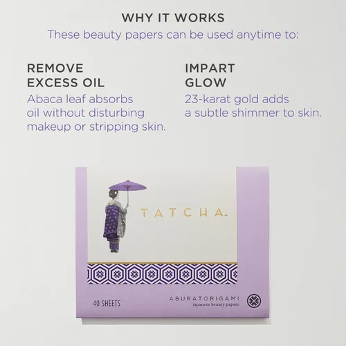 Miniatura 3 de Tatcha Aburatorigami Blotting Papers: 100% Natural Abaca Leaf & Gold Flakes Absorb Excess Oil (40 Pack)