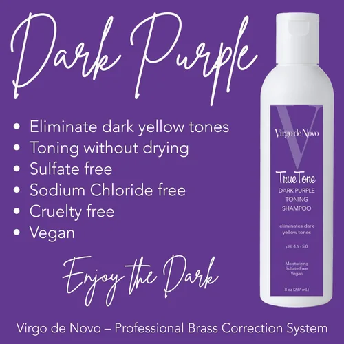 Miniatura 6 de Virgo de Novo Dark Purple Toning Shampoo Neutralizes Yellow & Brassy Tones, Brightens Blonde, Silver & Grey Hair, Sulfate-Free, Color-Safe