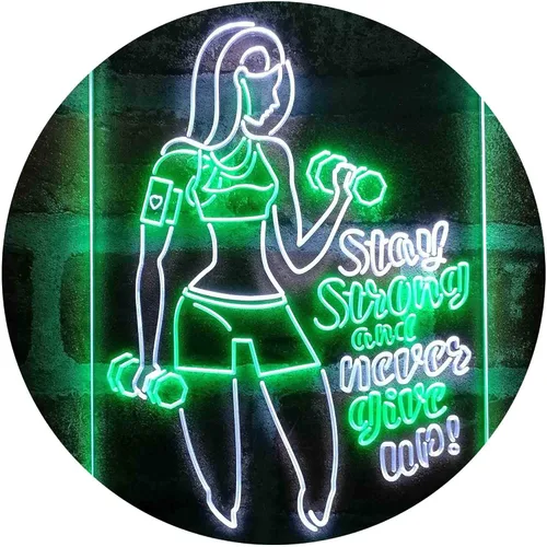 Miniatura 19 de ADVPRO Fitness Club Gym Stay Strong Never Give Up Dual Color LED Neon Sign azul & rojo 8 x 12 pulgadas st6s23-i4043-br
