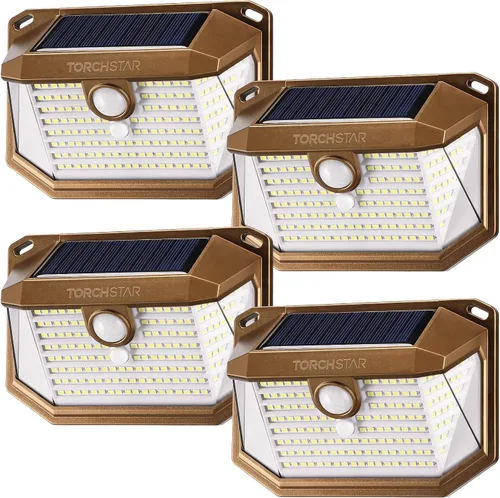 Miniatura 9 de TORCHSTAR Luces solares con sensor de movimiento para exteriores, IP65, impermeable, inalámbrica, iluminación de pared para exteriores, para Negro
