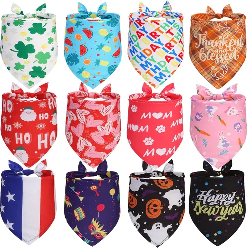 Miniatura 20 de EXPAWLORER Bandanas de Halloween para perro, paquete de 4 bandanas reversibles para perros para disfraz de niños y niñas, bufandas triangulares
