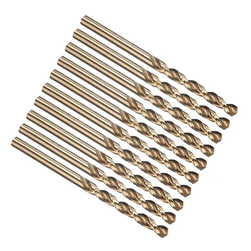 Miniatura 202 de PATIKIL Broca Jobber de 0.039 in, vástago recto M35 cobalto 5% acero de alta velocidad 135° acabado dorado para metal duro de acero inoxidable - 2
