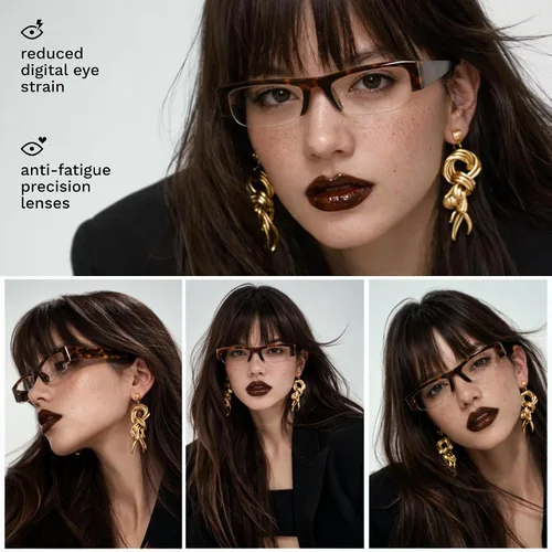 Miniatura 4 de livho Lentes retro elegantes con bloqueo de luz azul — Marco rectangular estrecho de principios de la década de 2000 para mujer
