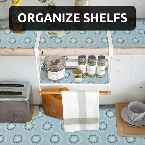 Miniatura 2 de FIFTY FEET Forro de estante de 12 x 120 pulgadas para gabinetes de cocina, forro de cajón de PVC para cómoda antideslizante para baño, forro de Blue