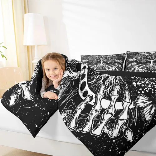 Miniatura 6 de Erosebridal Edredón de árbol de la vida, ropa de cama bohemia con diseño de mariposa y mariposa, edredón de fase lunar hippie, edredón acolchado