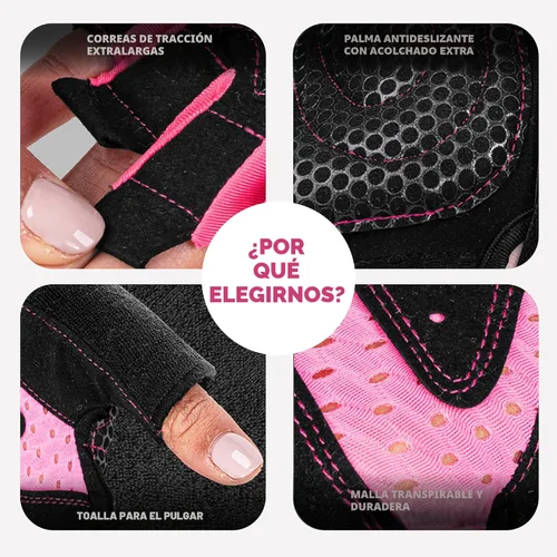 Miniatura 3 de MhIL Guantes de entrenamiento para mujer – Guantes de gimnasio transpirables para mujer con protección de palma y agarre mejorado – Guantes Rosado